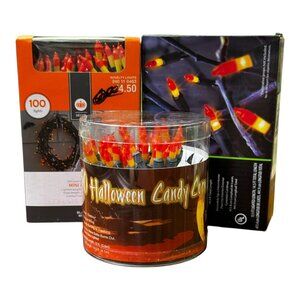 Halloween Candy Corn Lights Sets 70 Dbl 50 ct  & 100 Mini Lights Indoor/Outdoor
